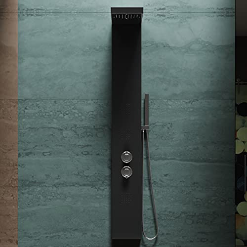 Colonna doccia pannello idromassaggio effetto cascata miscelatore termostatico YH8120 GRECIA - Nero