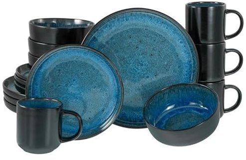 Creatable Kombiservice Nordic Fjord16tlg. blau/schwarz