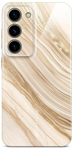 ONEFLOW Bliss Cover für Samsung Galaxy S23 Hülle in Marmor Optik, Designer Case Handy Schutzhülle mit Kameraschutz, Muster Hardcase Glitzer Handyhülle marmoriert, Gold Beige