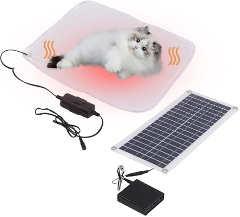 Solar-Heizmatte für Tiere – verstellbares Thermokissen 100 W | Warmes Bett für Hunde und Katzen, Energiekissen, Komfort, Sicherheit, Innen- und Außenbereich, Unterschlupf, Patio, Haus