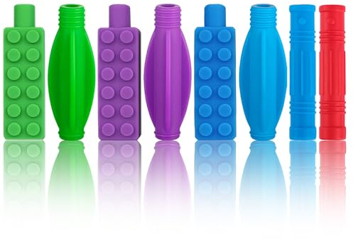 ANSUG 8 Stück kauschutz Stifte, Pencil Topper Chew, Stift Kauaufsätze Bleistift Kauen,