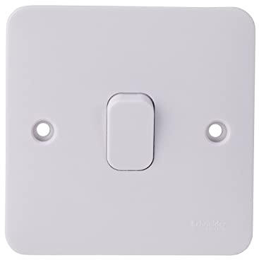 Schneider Electric - Lisse White Moulde, Single 1 Way Plate Switch, 10AX, GGBL1011, White, Pack of 10