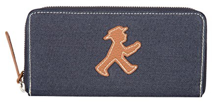 AMPELMANN Finanzminister | Geldbörse Jeans mit Geher | 9,5 x 2,5 x 19,5 cm Baumwoll Canvas