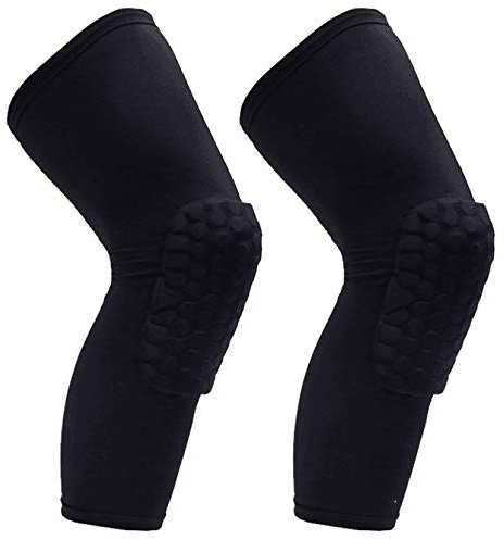 PISIQI Ginocchiere a Compressione con Manica Lunga Protezione per Pallacanestro Calcio e pallavolo 2 Maniche Large