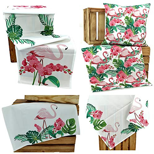heimtexland ® Outdoor Tischwäsche Lotus Effekt Garten Deko Tropical Summer Wasserabweisend Flamingo Tischdecke 85x85 Typ640