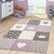 TT Home Tappeto Bambini Chicco Tappeto Stanza Bambini Pastello 3D Polkadot Cuore, Colore:Viola, Dimensione:80x150 cm