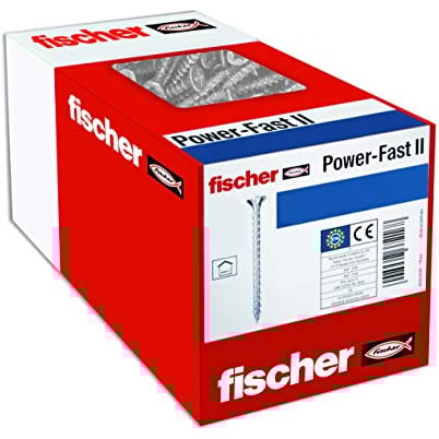 fischer PowerFast II CTF 5,0 x 60, Spanplattenschraube (500 Stk.) mit Vollgewinde, Senkkopfschraube mit Innenstern, Schraube für Holzverarbeitung, reduziert Einschraubwiderstand & Einschraubzeit