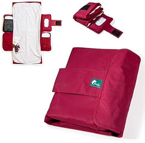 balu - Wickeltasche mit integrierter Baby Wickelunterlage für unterwegs 86 x 38 cm - weiche Flanell Wickelunterlage waschbar - außen wasserdicht und abwaschbar - Baby Organizer (Rio Rot)