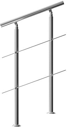 MONZANA® Treppengeländer Edelstahl Pflegeleicht 80cm mit 2 Querstreben Innen und Außen Handlauf Geländer Brüstung Balkon
