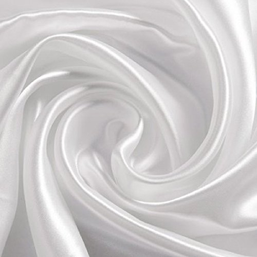 Stoff Deko Satin 10 Meter 150 cm Breit Weiß Blickdicht Weichfließend DIY Selbermachen Stoffballen, 61068-10