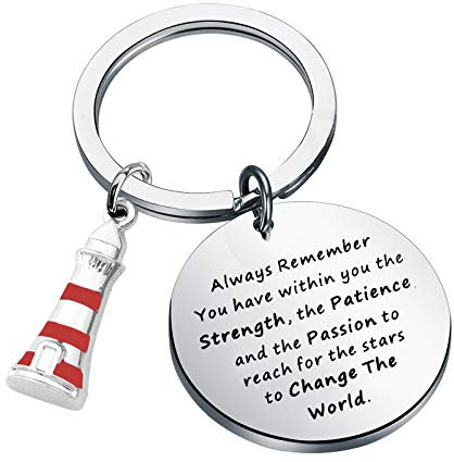 CENWA Leuchtturm Geschenk Ermutigung Geschenke Always Remember You Have Within You Have Within You The Strength Schlüsselanhänger, Stahlfarbe, 3.0