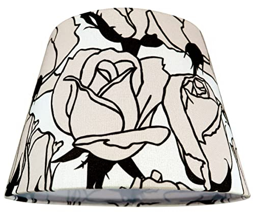 ESSENCE Lights, Floral ROSEN-Design, konisch Lampenschirm stoff, lampenschirm klein, leinen textilschirm, lampenschirm nachttischlampe, lampenschirm für Tischlampe/Hängelampe, 25cm