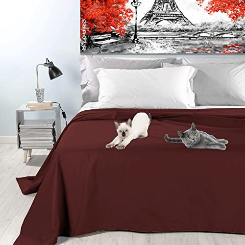 Byour3 - Copriletto in Cotone Misto ORGANICO Matrimoniale Letto Singolo Piazza e Mezza Coperta Pesante Lavabile Teli Arredo Multiuso Copritutto GrandFoulard Copridivano (Amarena, Matrimoniale)