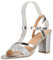 VAN HILL Damen Klassische Sandaletten Blockabsatz Schuhe Elegante Party Abendschuhe Glitzer Absatzschuhe 203049 Silber 37