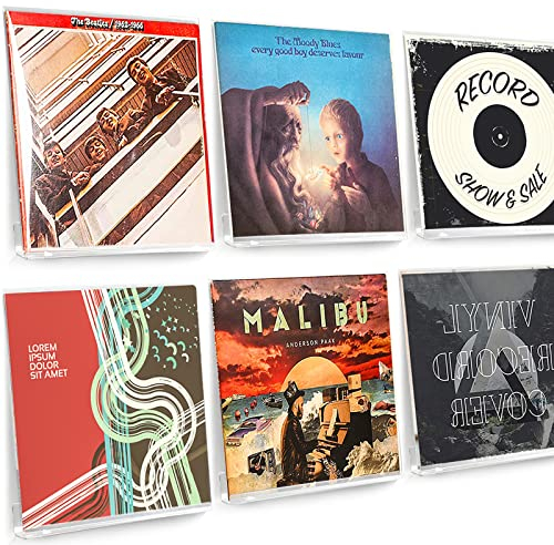 Giyiprpi 8 Pack Vinyl Record Shelf Wall Mount, Clear Acrylic Album Record Holder for Display Daily Listening, Floating Shelves for Wall Decor, Kids Bookshelf, Magazine Rack, Picture Ledge