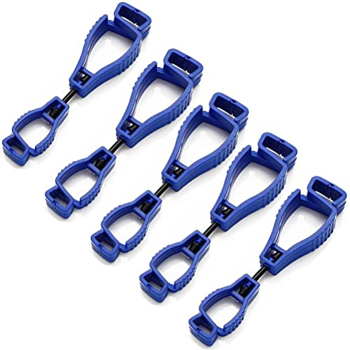 MiaLover Lot de 5 porte-gants, pinces à bâche, pinces à gants, pour gants de travail, pompiers, marché aux arbres, jardin (bleu)