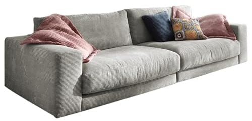 KAWOLA Sofa Cordsofa 3 Sitzer Madeline Couch Gepolstert Relaxsofa hellgrau 290x85x127 (BxHxT)