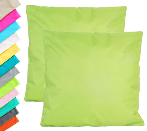 JACK 2X Outdoor Lounge Kissen 45x45cm Dekokissen Set Inkl. Füllung Wasserfest Sitzkissen Garten Stuhl Lotus Effekt, Farbe:Grün