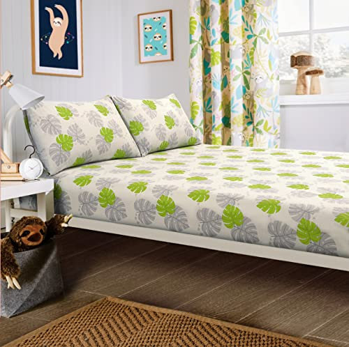 Olivia Rocco Faultier Bettbezug Set Rosa Bettbezug Steppdecke Spannbetttuch Kissenbezug Kinder Bettwäsche Set Weich Pflegeleicht Kinder Bettwäsche Bettbezug Bettbezug Set Quilt Bed Cover (Double