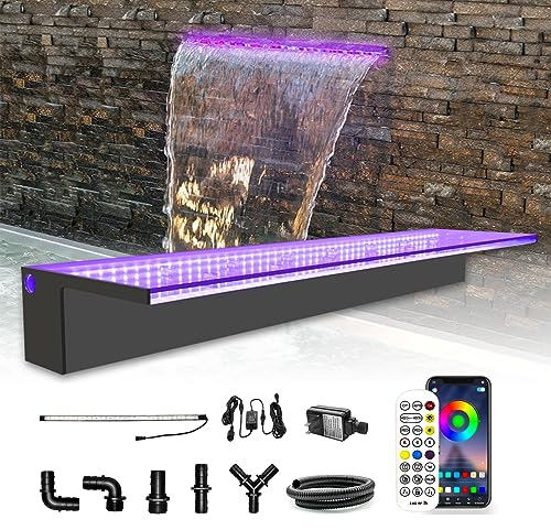Longrun Fontana all'aperto della Piscina della Luce a LED Multicolore di Controllo App della Cascata 90cm, cascate acriliche dello Stagno di caratteristica dell'Acqua per la Decorazione del Giardino
