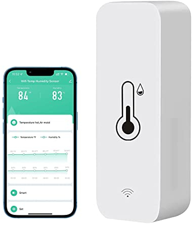 Tuya WiFi Thermometer Hygrometer Indoor Room Thermometer WiFi Temperature Sensor Mini Thermo Hygrometer with Alexa Google Home for Office, Garage, Living Room, Baby Room, Greenhouse (1)