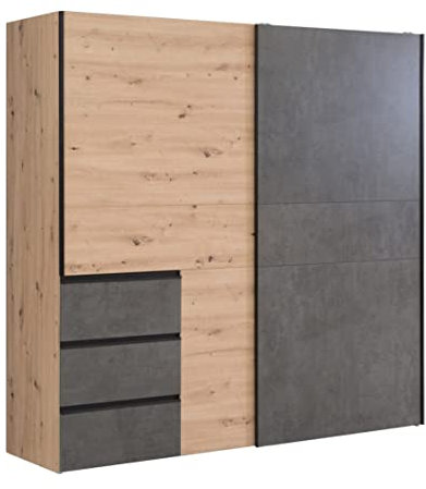 Home Heavenly® - Armario ropero Armario de 200 cm 2 Puertas correderas + cajonera integrada WINTER2 para Dormitorio vestidor.