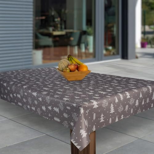 laro Wachstuch-Tischdecke Sterne Weihnachten Weihnachts-Motive PVC Wachstischdecke Eckig Meterware Wasserabweisend Abwischbar |20|, Muster:Weihnachten Grau Tannenbaum, Größe:100x160