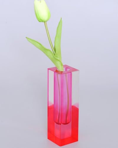HLYU Acryl-Vase, Knospenvase für Tafelaufsätze, maximalistische Dekoration, niedliche Blumenvasen für modernes Zuhause, Büro, Schlafzimmer, Wohnzimmer, Esstisch (Rosa, Violett)