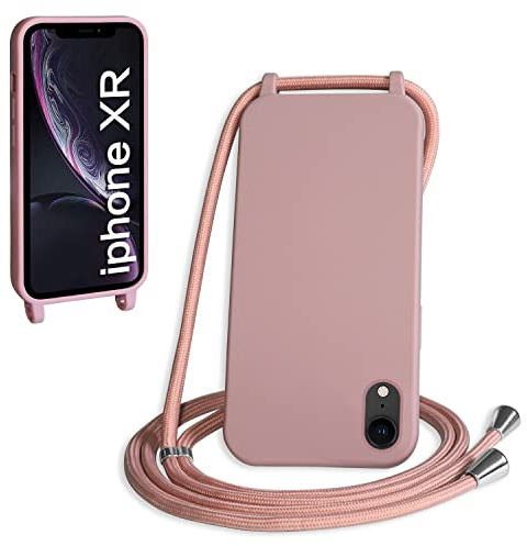 WenBaby Coque avec Cordon pour iPhone XR,Collier pour Étui bandoulière Colliers de cellulaire Mince Antichoc Réglable Lanyard Silicone Case,Couleur Lotus