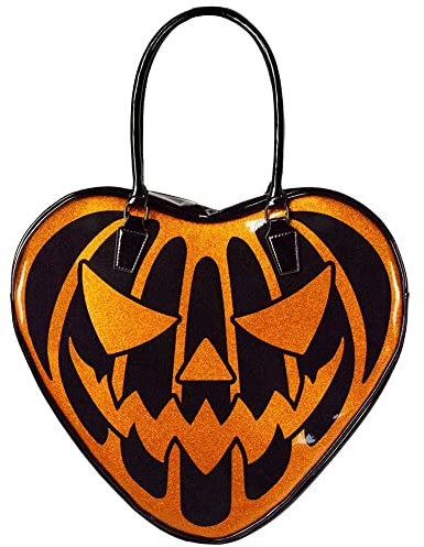 Jack-o-Lantern Gesichtstasche Kürbis Glitzer Halloween Herz Handtasche Große Geldbörse Mehrfarbig, Mehrfarbig