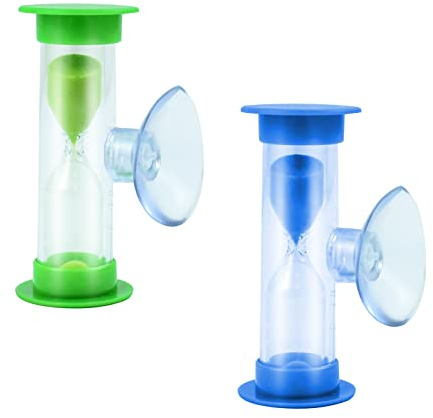 Lot de 2 sabliers avec ventouse, sablier, brosse à dents, minuteur de 2 minutes, pour le brossage des dents des enfants, minuterie, minuteur pour le brossage des dents, pour la maison, le bureau