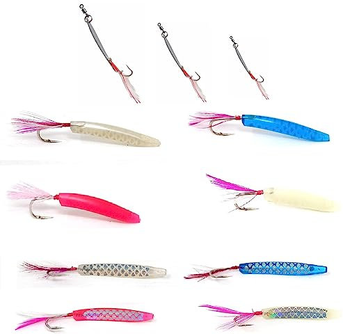 Kit 11 Unghiette Madreperla e Granpescatore Pesca Traina Tonnetti Spigola Serra Leccia Sgombro Lanzardo