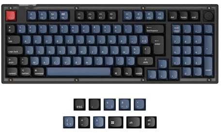 Keychron V5 ISO-FR-Layout Wired Custom Mechanical Keyboard Knob Version, 96% Layout QMK/Via Programmable, Hot-swappable K Pro Brown Switch, for Mac Windows Linux (Frosted Black