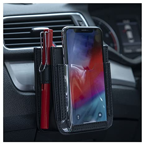 JNNJ PU Leder Automotive Handy Aufbewahrungstasch, Auto Lüftungsschlitz Aufbewahrungstasche, Autotasche Multifunktionale, Auto Leicht Kleine Tasche für Lagerung(Schwarz)