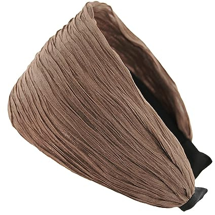 axy Breiter Haarreif mit Plissierter Stoff in Tuchoptik - Wunderschön Damen Stirnband Haarschmuck Haarreifen HR32B (Braun)