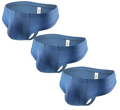 Faringoto Herren-Unterhose aus Eisseide, T-Hose, einfarbig, atmungsaktiv, G-String-Hose, 3blue, Small