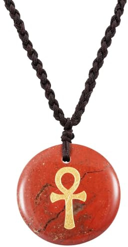 Nupuyai Ägyptischer Ankh Anhänger Heilstein Kette Amulett für Damen Herren | Kreuz Stein Anhänger, Ägyptisches Amulett, Heilstein für Meditation, Reiki Schmuck als Geschenk für Glück