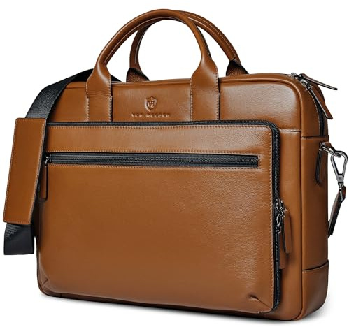 VON HEESEN Umhängetasche & Laptoptasche aus echtem Leder bis 16 Zoll - Aktentasche Herren & Damen - Luxuriöse Echtleder Arbeitstasche für Büro & Alltag