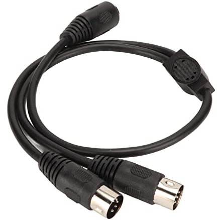 ASHATA 5-Pin-MIDI-DIN-Buchse auf 2 5-Pin-DIN-Stecker-Kabel, DIN-Buchse auf Stecker-Audio-Adapterkabel, 5-adriges Flexibles DIN-5-Pin-Y-Splitter-Adapter-Sound-Verbindungskabel für Studios