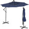 COSTWAY 3M Garden Cantilever Parasol, Outdoor Offset Banana Hanging Umbrella with 32/40 Solar-Powered LED Lights and Tilted Design, Sun Shade Canopy for Poolside, Deck & Patio (Navy)