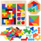 Wooderma 3D Puzzle Tetris Spiel Kinder, Montessori Spielzeug, 3 in 1 Holzpuzzle Kinder, Tangram Puzzle, Kreativ Lernspielzeug, Geschicklichkeitsspiele ab 3 4 5 Jahre, Geschenk für Jungen Mädchen