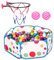 1 Piscine À Balles Pop-Up, 1 Panier De Basket avec 2 Ventouses Et 2 Balles, Piscine À Balles Pliable, Piscine À Balles pour Enfants, Piscine À Balles pour Jeux D'Extérieur