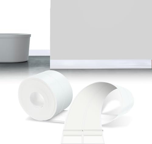 LIHIQIYA Rodapiés Flexible Autoadhesivo, 12M Rodapie PVC Adhesivo, Zocalos Autoadhesivos, Embellecedor Encimera Cocina, Rodapié Plegable Cinta para Cocina Baño, Zocalo de Cocina, Blanco, 30x30mm