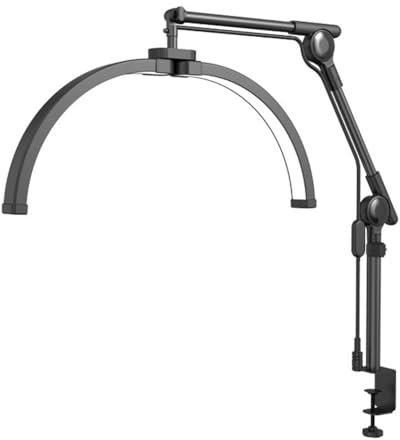 LOGT Wimpern Lampe 360 ° Drehbare Halbmond Lampe 32W 3000K–6000K Einstellbare Helligkeit und Farbtemperatur Wimpernlicht mit Handyhalter Ringlicht für Make up Künstler Beleuchtung Lichter,Schwarz