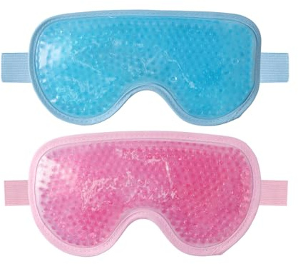 2 Stück Augenmaske Kühlend, Kalt Warm Kompresse Augenmaske, Gel-Augenmaske, Wiederverwendbare Kühlende Augenmaske für Erleichtern Gegen Dunkle Augenringe und Augenmüdigkeit (Blau, Rosa)