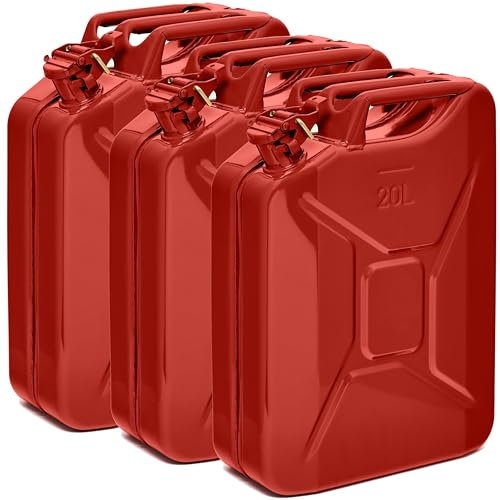 BW® Jerrican en métal pour carburant - 3 x 20 l - Rouge - RAL 3000 - Certifié TÜV et homologation ONU - Fabriqué en Europe