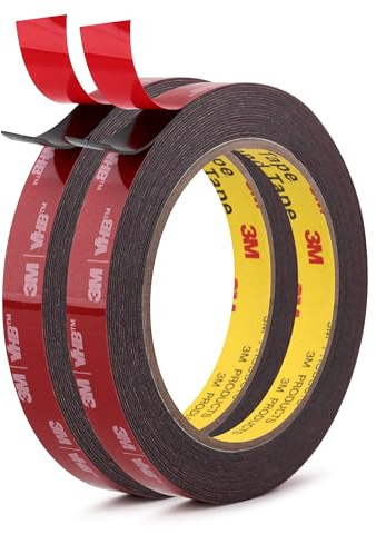 3M Doppelseitiges Klebeband Hochleistungs Montageband 5925 13 mm x 5,5 m 2 Rollen Stark Klebendes Wasserfestes Schaumstoffband Perfekt für Auto Zuhause Büro Dekoration Schwarz