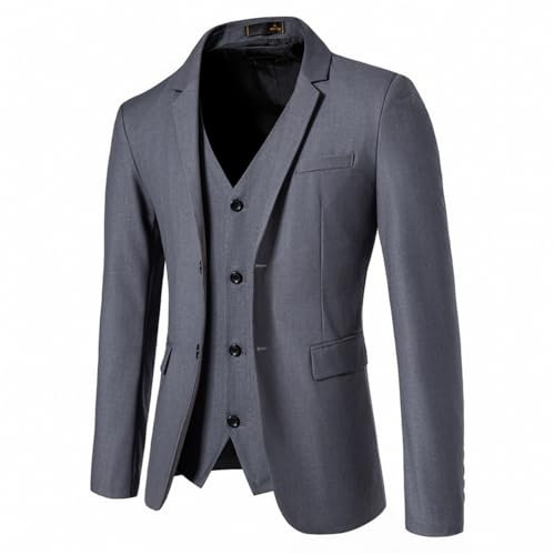 BASHAMAN Blazer Herren Bankett Abschlussball Casual Anzug Jacke Männer Slim Fit Mode Gutaussehend Anzug Männer Jugend Temperament Trend Longsleeve Anzug Herren E-Grey 3XL