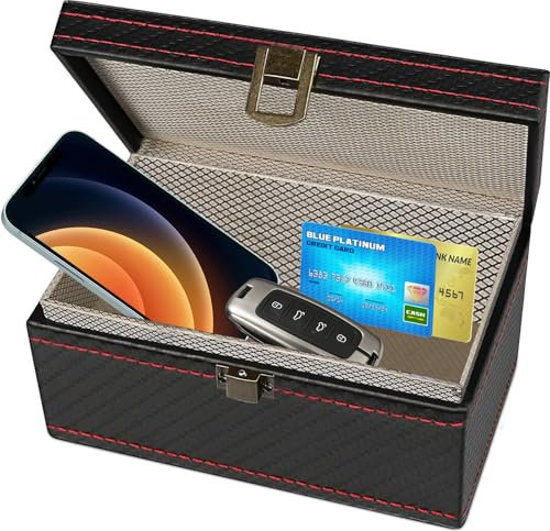 inaepeak Keyless Go Schutz Autoschlüssel Box, RFID Blocker Autoschlüssel Hülle, Extra Groß Autoschlüssel Faraday Box, Anti-Theft Protection für Credit Card/Phone/Car Key Safe (17x12.3x9.5 cm, Schwarz)