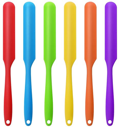 6 Stück Silikonspachtel Klein Mini Spatula Hitzebeständig Silikon Teigschaber Silikon Spatel Lange Schmaler Silikonschaber Antihaft Gummi Schaber Krug Spatel Für Backen Mischen Rühren 24 × 2 × 0.7 Cm